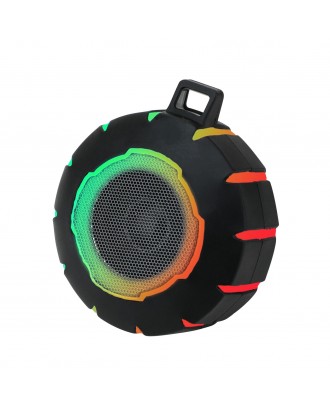 Keychain Mini Round Waterproof Sound Music Player RGB Light Outdoor LED BT Wireless Audio Speaker